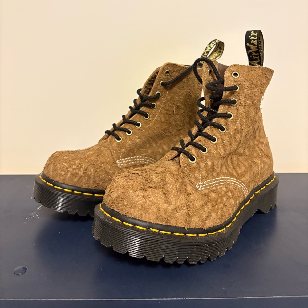 Dr. Martens 1460 MiE Embossed Suede Boots Savannah Tan
